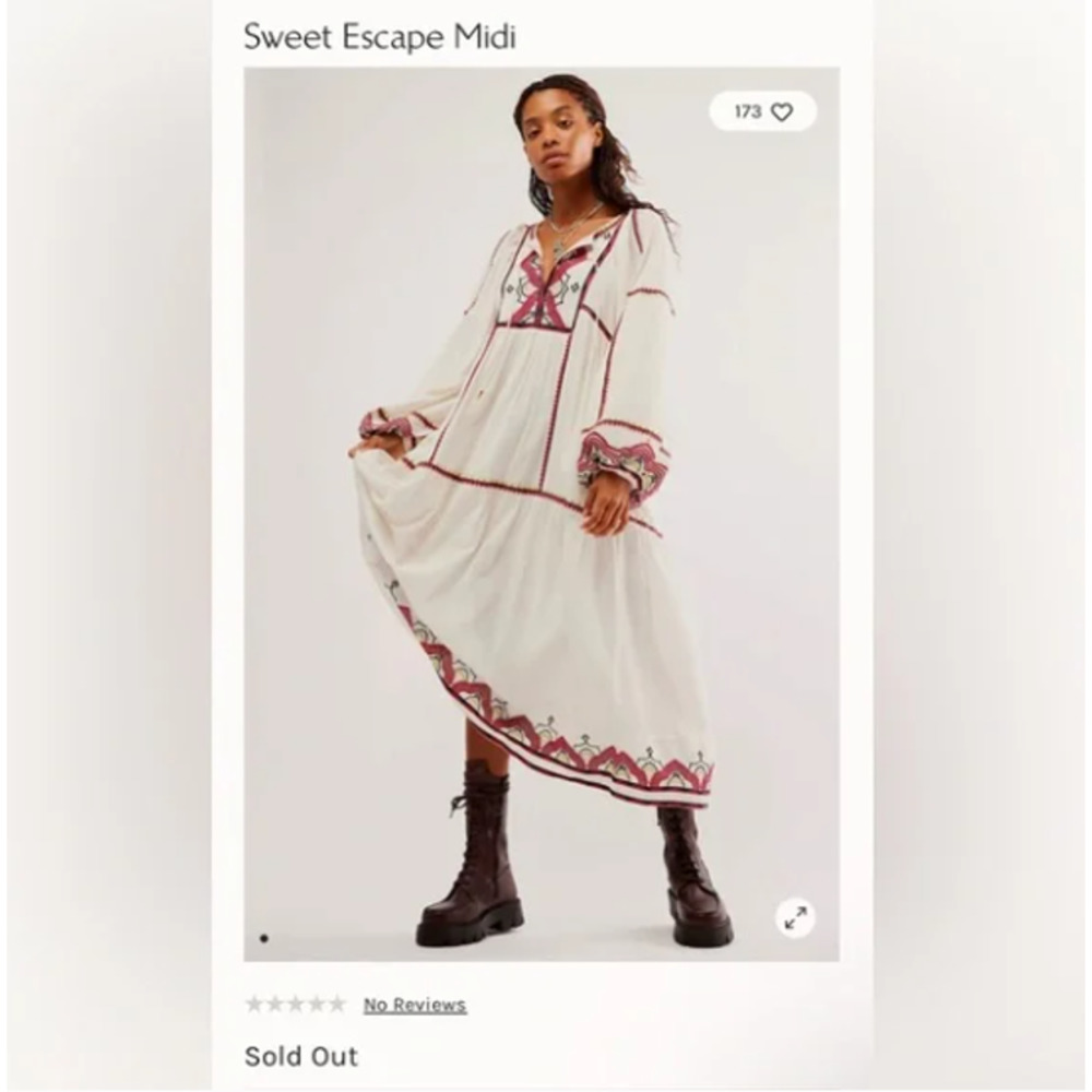 NEW Free People SWEET ESCAPE Embroidered Peasant Midi Boho Festival Dress XS